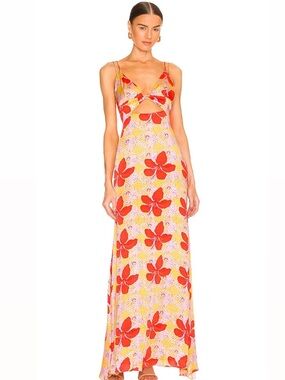 yaura imade dress in orange Revolve Yaura Imade Dress in Orange Pleated Maxi Dress Size UK 6 / US XS  NWT